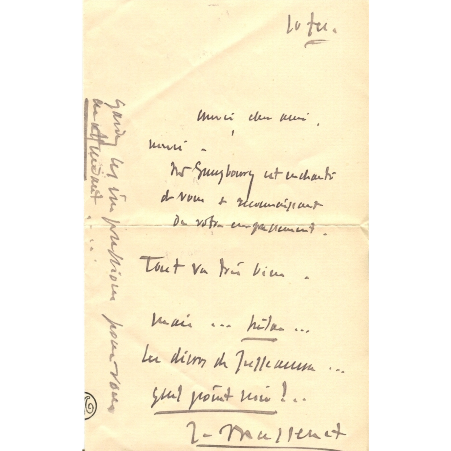 JULES MASSENET · Signed autograph letter · 1912