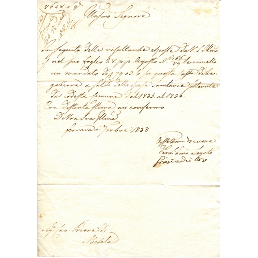 Autographed letter signed · 1838