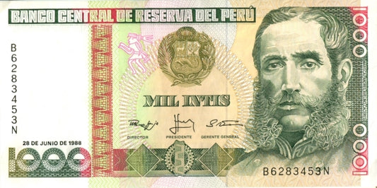 1000 INTIS "ANDRÉS AVELINO CÁCERES DORREGARAY" · Perù · 1988