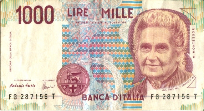 1000 LIRE "MARIA MONTESSORI" Italy 1990